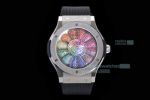 2022 New! Swiss Hublot Takashi Murakami Black Rainbow SS Bezel Watch 45mm 